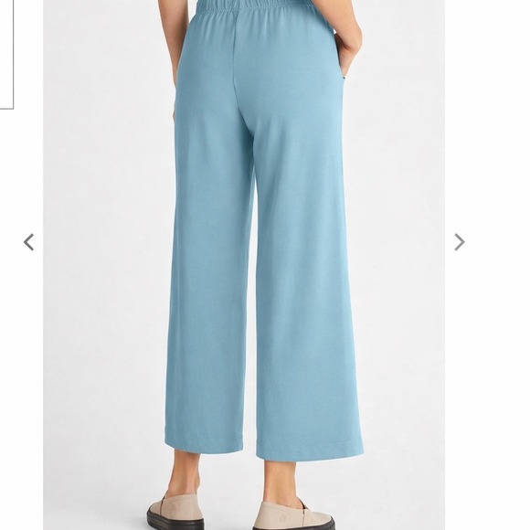 Lisa Bayne Pants - Lisa Bayne Womens Large Bamboo Cotton Wide Leg‎ Cropped Lounge Pants Travel Chic